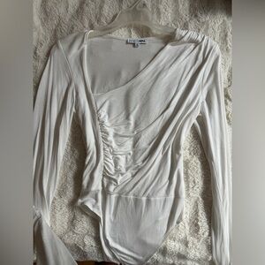 White Ruched Bodysuit